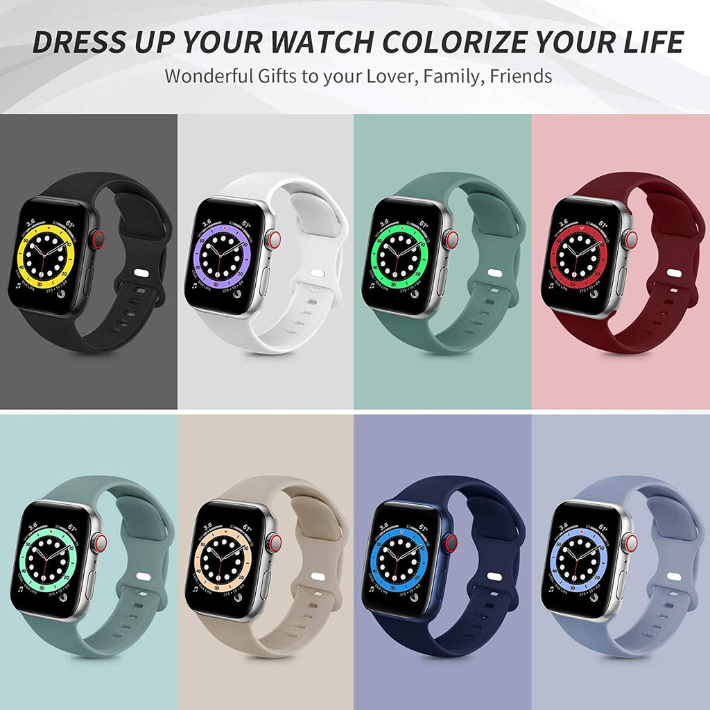 Sport Bands Compatible with Apple Watch Bands 38Mm 40Mm 41Mm 42Mm 44Mm 45Mm 49Mm,Soft Silicone Waterproof Strap for Iwatch Ultra2 Series 9 Ultra 8 7 6 5 4 3 2 1 SE Women Men