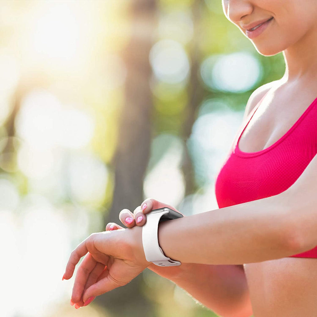 Sport Bands Compatible with Apple Watch Bands 38Mm 40Mm 41Mm 42Mm 44Mm 45Mm 49Mm,Soft Silicone Waterproof Strap for Iwatch Ultra2 Series 9 Ultra 8 7 6 5 4 3 2 1 SE Women Men