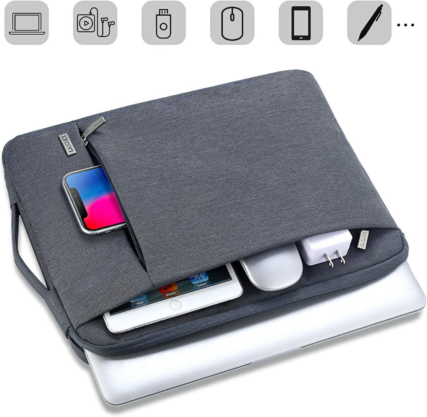 360° Protective Laptop Sleeve 11.6 Inch for Surface Pro 7 8 9/Laptop Go 2 3, Macbook Air 11, Small Computer Bag Carrying Case for 11-12 Inch Chromebook, Slim, Shockproof, Waterproof, Grey