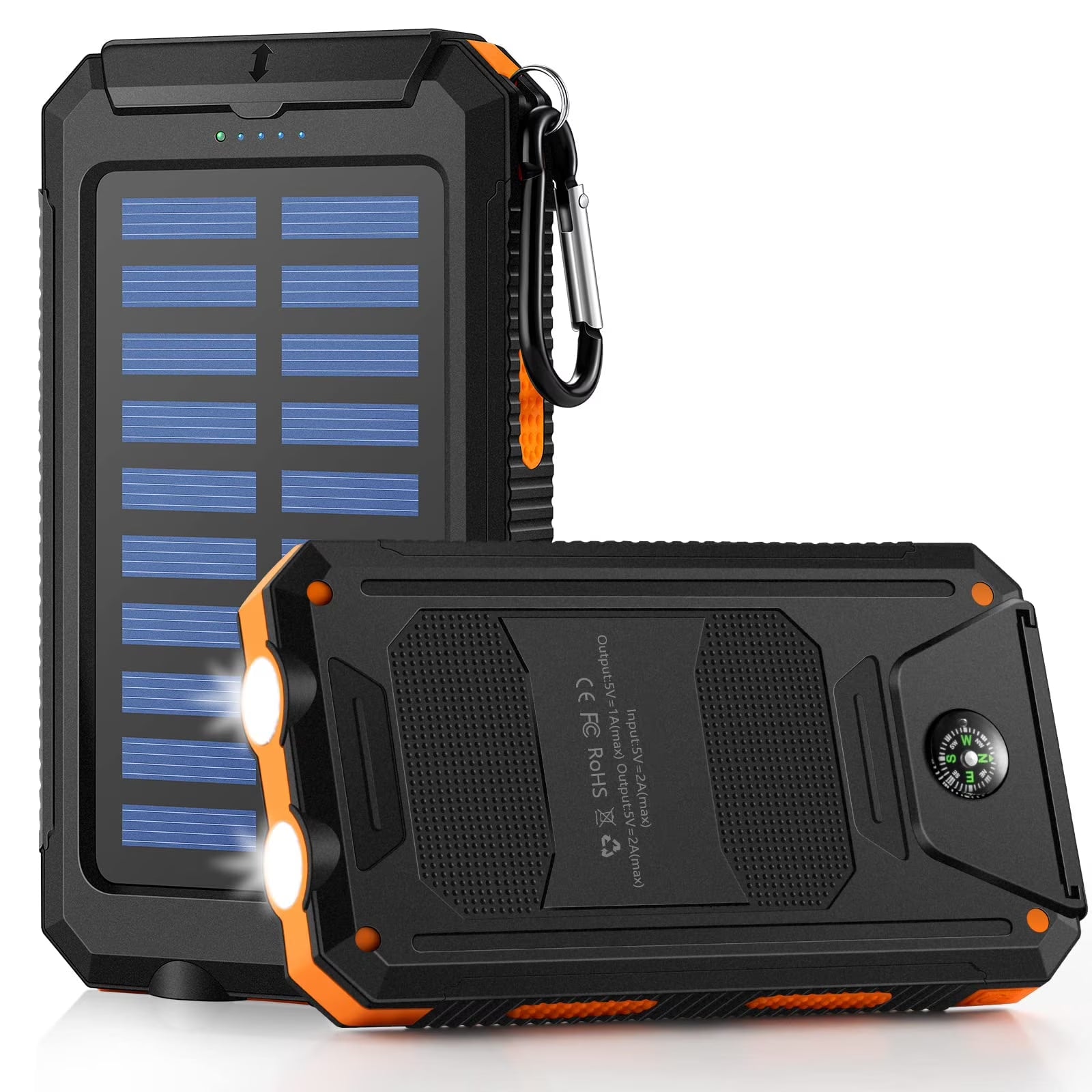Solar Power Bank 42800Mah Portable Power Pack with Flashlight & Dual USB Ports