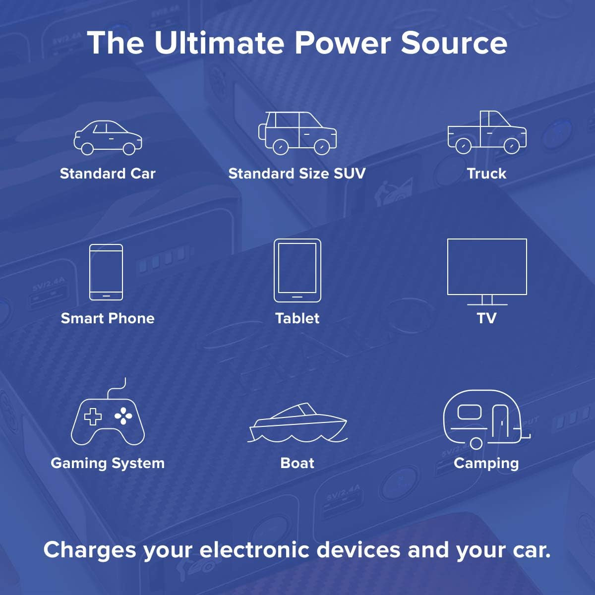 Bolt Flashlight - Rechargeable Lithium Flashlight with Car Jump Starter and Phone Charger - LED Flashlight, USB Port to Charger Devices, Portable Car Charger - Silver (801105688)